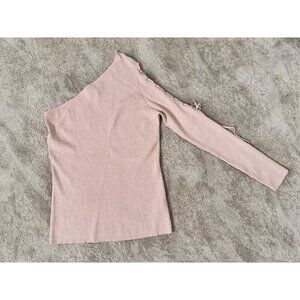 Scripted Women's Asymmetrical‎ Long Sleeves One Shoulder Pink Top Size L NWT